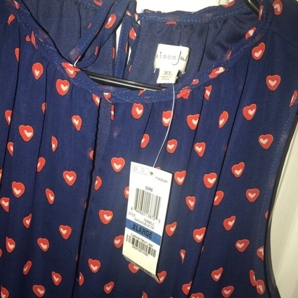 Maison Jules heart print pleated midi dress‎ XL NWT - Picture 3 of 6